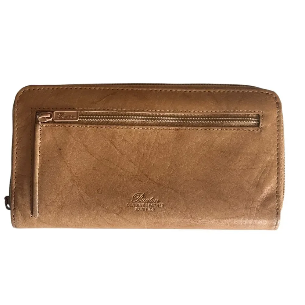 Buxton Heiress Pik Me Up Vintage Wallet Tan Checkbook Credit Card Continental